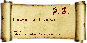 Haszonits Blanka névjegykártya